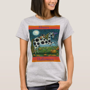 HALLOWEEN SPOTTED PONY & BAT CAT Fantasy Horse T-Shirt