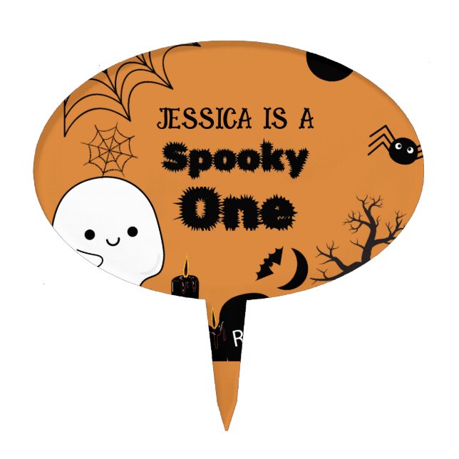 Halloween Sppoky One First Birthday party Cake Topper (Front)