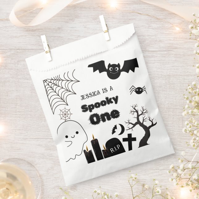 Halloween Sppoky One First Birthday party Favor Bag (Clipped)