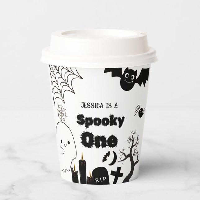 Halloween Sppoky One First Birthday party Paper Cups (Front)