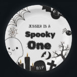 Halloween Sppoky One First Birthday party Paper Plates<br><div class="desc">Spooky one  halloween napkin!" This is ideal for an October birthday or a spooky party. The template is ready for you to modify,  and there are related things in my store,  under the eerie Halloween collection.</div>