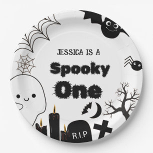 Halloween Sppoky One First Birthday party Paper Plates