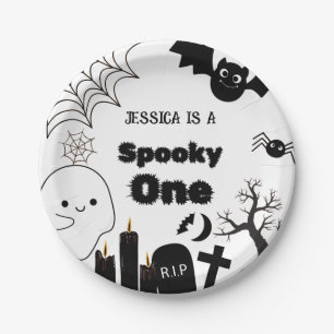 Halloween Sppoky One First Birthday party Paper Plates