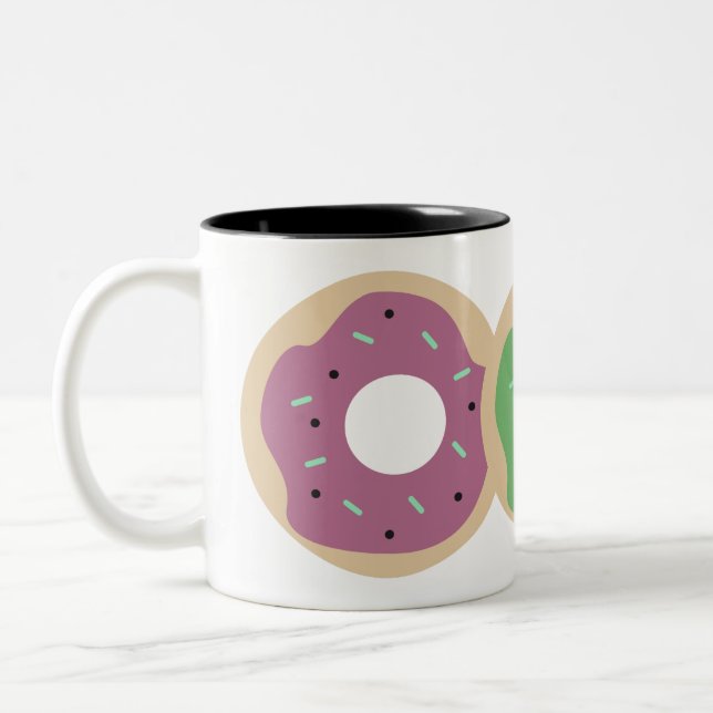 Halloween Sprinkle Frosted Pumpkin Donuts Two-Tone Coffee Mug (Left)