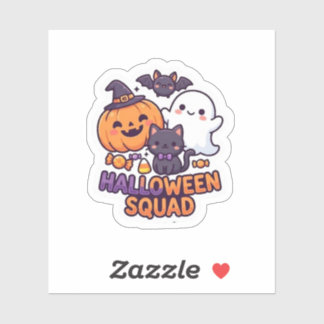 Halloween Squad Ghost Bat Black Cat Pumpkin Sticke Sticker
