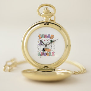 Halloween Squad Ghosts Ghouls Funny Spooky Women G Pocket Watch