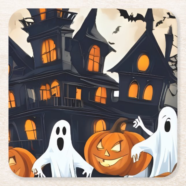 Halloween Square Paper Coaster (Front)