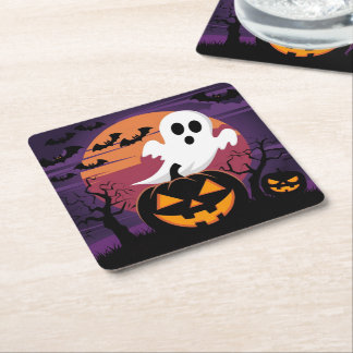 Halloween square Paper Coaster. Square Paper Coaster