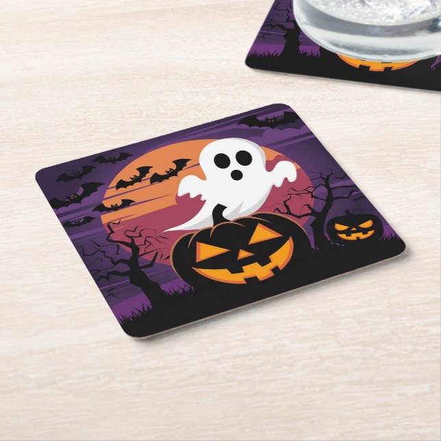 Halloween square Paper Coaster. Square Paper Coaster (Angled)