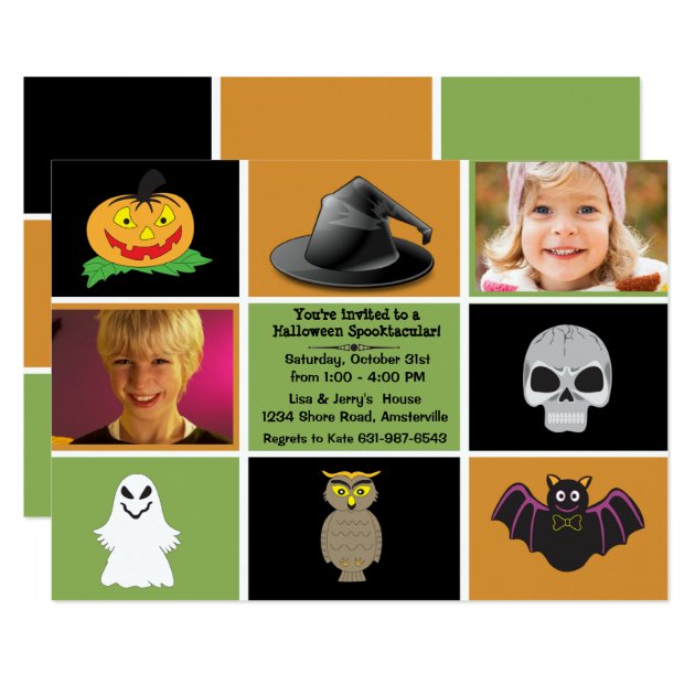 Halloween Squares Photo Party Invitation