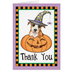 Halloween Staffordshire Bull Terrier Thank You Cards
