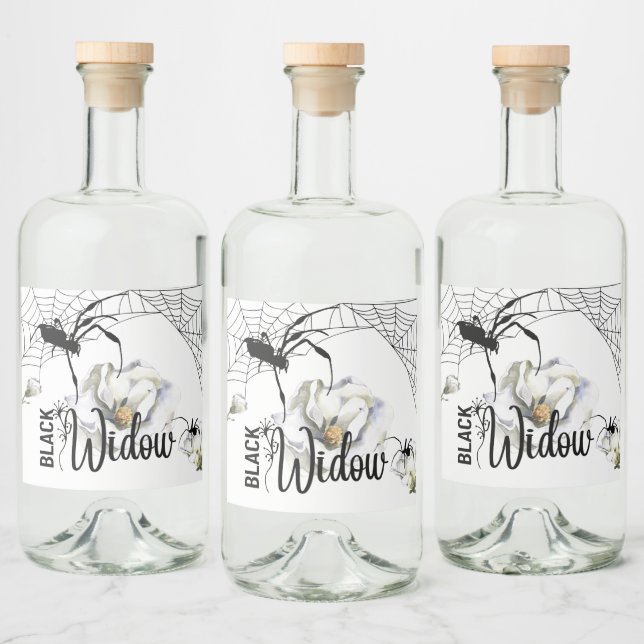 Halloween Stamp Collection "Black Widow" Liquor Bottle Label (Bottles)