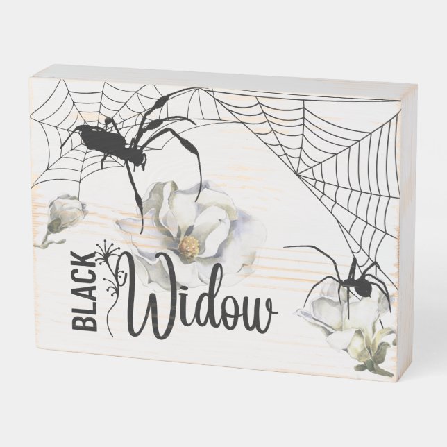 Halloween Stamp Collection "Black Widow" Wooden Box Sign (Angled Horizontal)