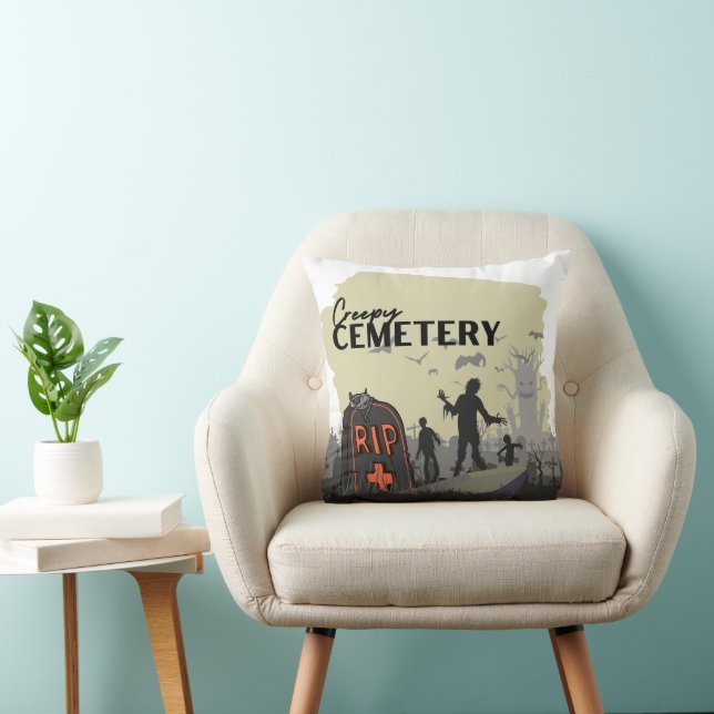 Halloween Stamp Collection "Creepy Cemetery" 16x16 Throw Pillow (Chair)