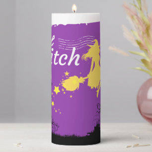 Halloween Stamp Collection "Evil Witch" 3" x 8" Pillar Candle
