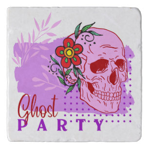 Halloween Stamp Collection "Ghost party" Marble Trivet