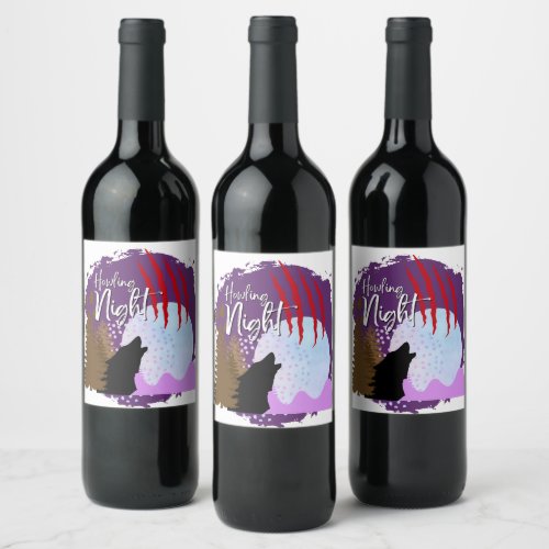 Halloween Stamp Collection Howling Night Wine Label