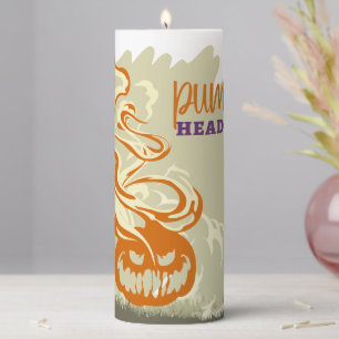 Halloween Stamp Collection "Pumpkinhead" 3" x 8" Pillar Candle