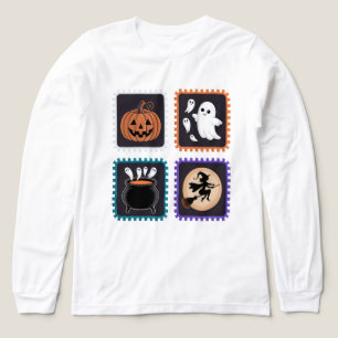 Halloween Stamp Embroidery Design – Pumpkin, Ghost Tri-Blend Shirt