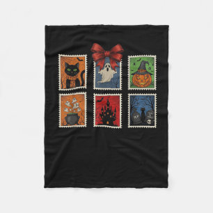Halloween Stamp,soky Mail Art Tee,vintage Ghost Fu Fleece Blanket