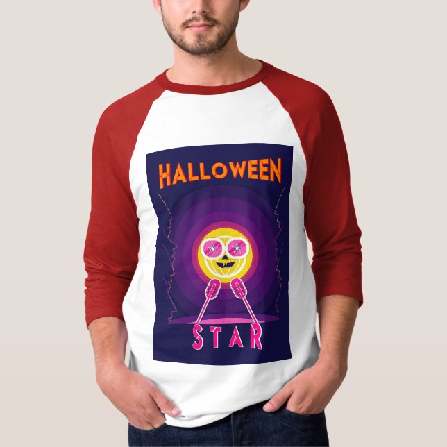 Halloween Star Goggles 31 UK Mic October Pumpkin T-Shirt (Front)