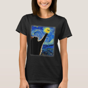 Halloween Starry Night Black Cat Comma La Kamala T-Shirt