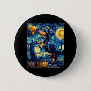Halloween Starry Night Puppy Dachshund Button