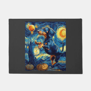 Halloween Starry Night Puppy Dachshund Doormat