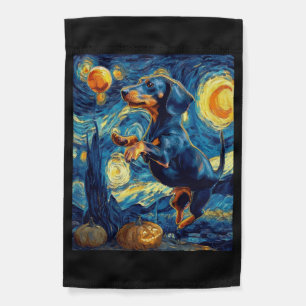 Halloween Starry Night Puppy Dachshund Garden Flag