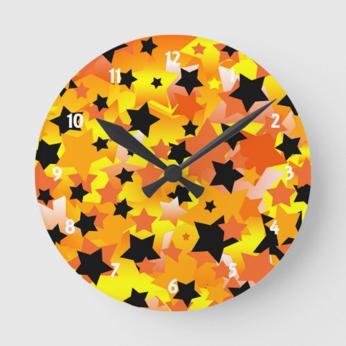 Halloween Stars Round Clock