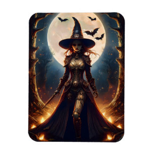 Halloween Steampunk Forest Witch Magnet