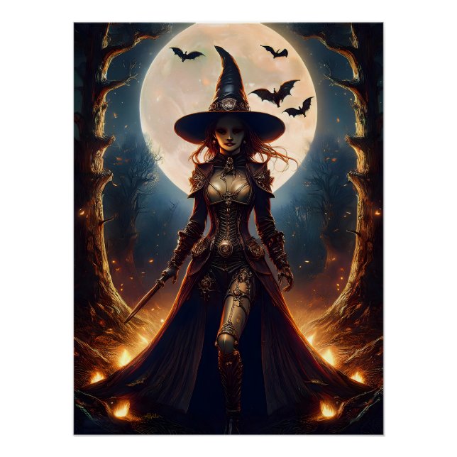 Halloween Steampunk Forest Witch Poster (Front)