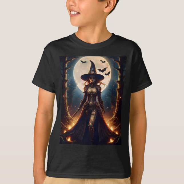 Halloween Steampunk Forest Witch T-Shirt (Front)