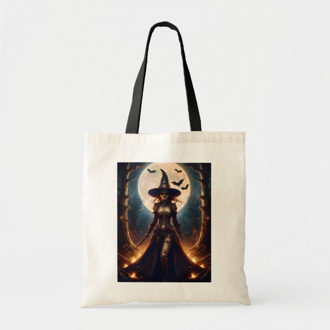 Halloween Steampunk Forest Witch Tote Bag (Front)
