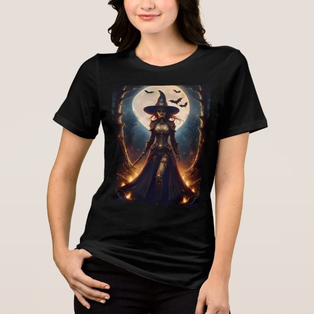 Halloween Steampunk Forest Witch Tri-Blend Shirt (Front)