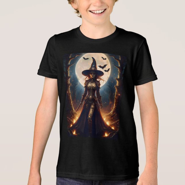 Halloween Steampunk Forest Witch Tri-Blend Shirt (Front)