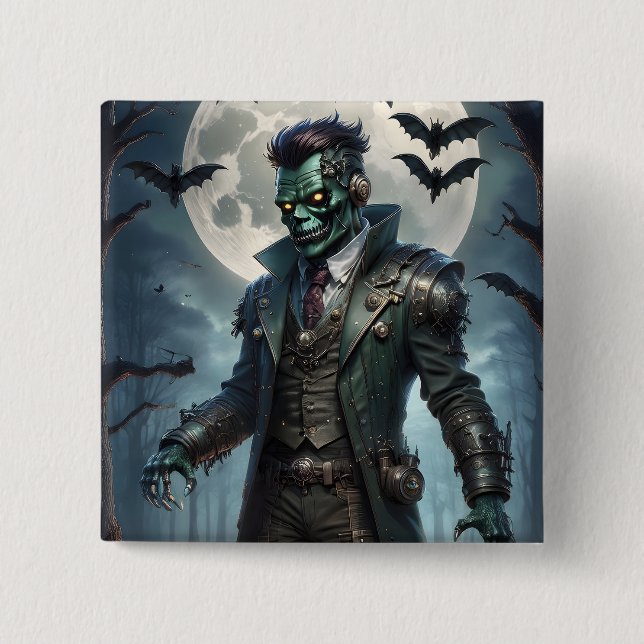 Halloween Steampunk Frankenstein's Monster Button (Front)