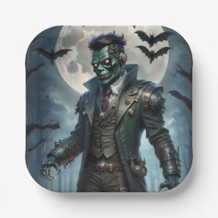 Halloween Steampunk Frankenstein's Monster Paper Plates