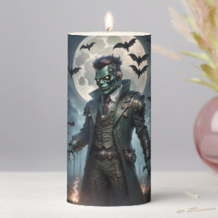 Halloween Steampunk Frankenstein's Monster Pillar Candle