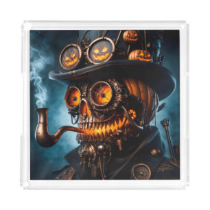 Halloween Steampunk Gothic Jack-O-Lantern Acrylic Tray