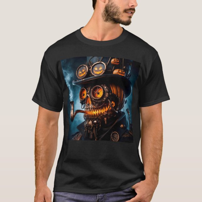 Halloween Steampunk Gothic Jack-O-Lantern T-Shirt (Front)