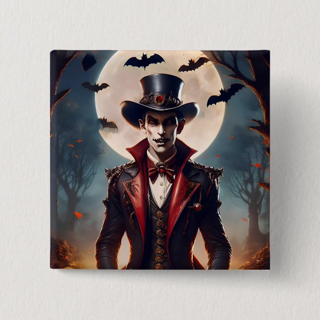 Halloween Steampunk Gothic Zombie Vampire Button (Front)