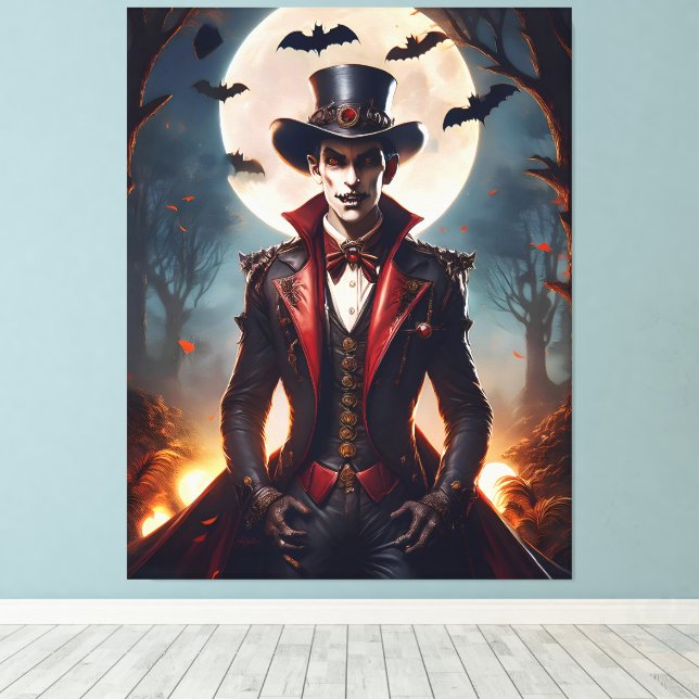 Halloween Steampunk Gothic Zombie Vampire Canvas Print (Insitu(Wood Floor))