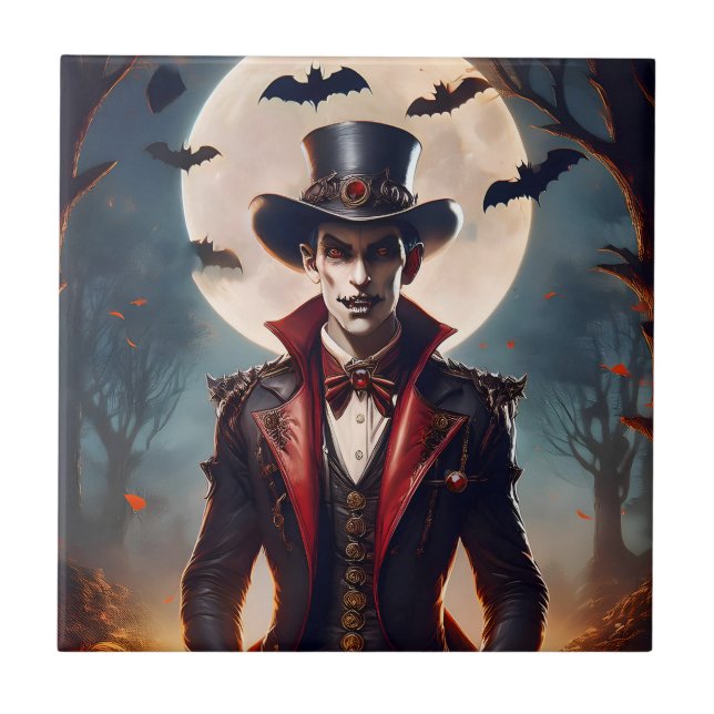 Halloween Steampunk Gothic Zombie Vampire Ceramic Tile (Front)