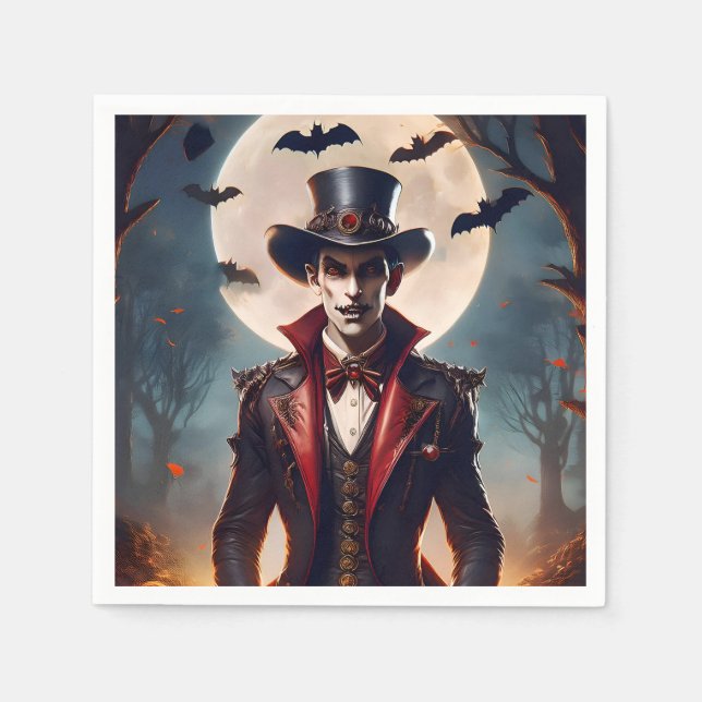 Halloween Steampunk Gothic Zombie Vampire Napkins (Front)