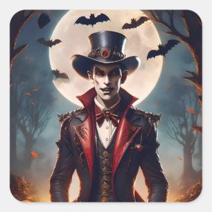 Halloween Steampunk Gothic Zombie Vampire Square Sticker
