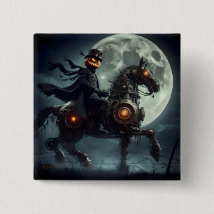 Halloween Steampunk Headless Horseman Button