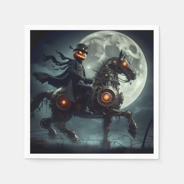 Halloween Steampunk Headless Horseman Napkins (Front)