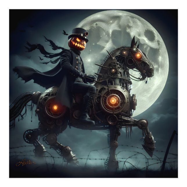 Halloween Steampunk Headless Horseman Photo Print (Front)