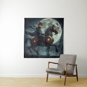 Halloween Steampunk Headless Horseman Tapestry